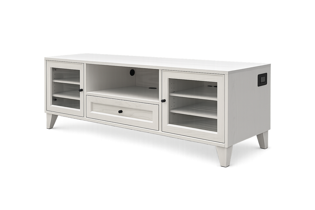 Monarch solid wood media console in white painted ash